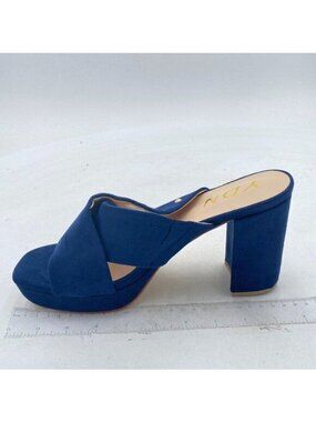 YDN Women Cross Strap Peep Toe Platform Chunky Block Heel Mules Pumps Slide